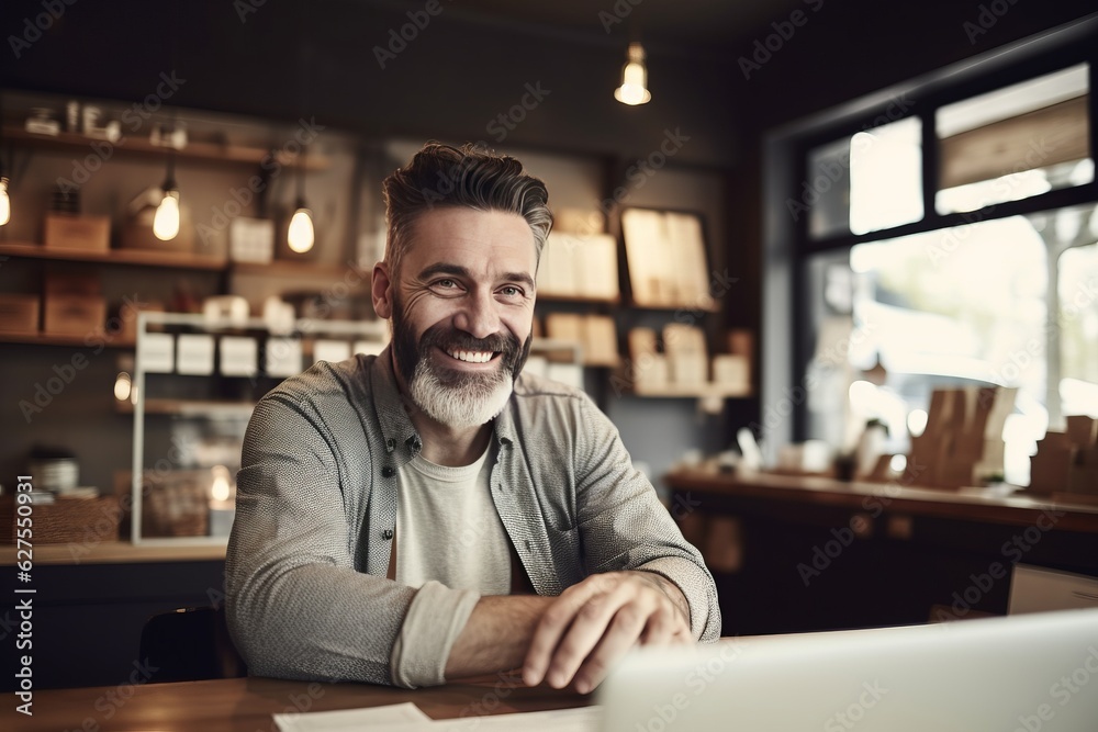 A young barista with cheerful smile at coffee cafe. A young barista with cheerful smile at coffee cafe.