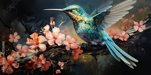 illustration of green blue hummingbird, generative AI © VALUEINVESTOR