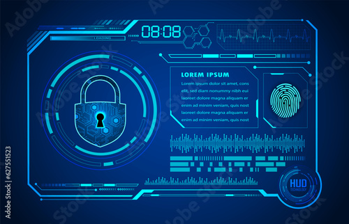 hud Closed Padlock on digital background, cyber security
