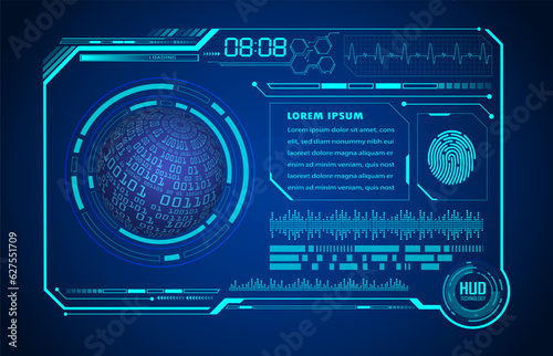 world binary circuit board future technology, blue hud cyber security concept background