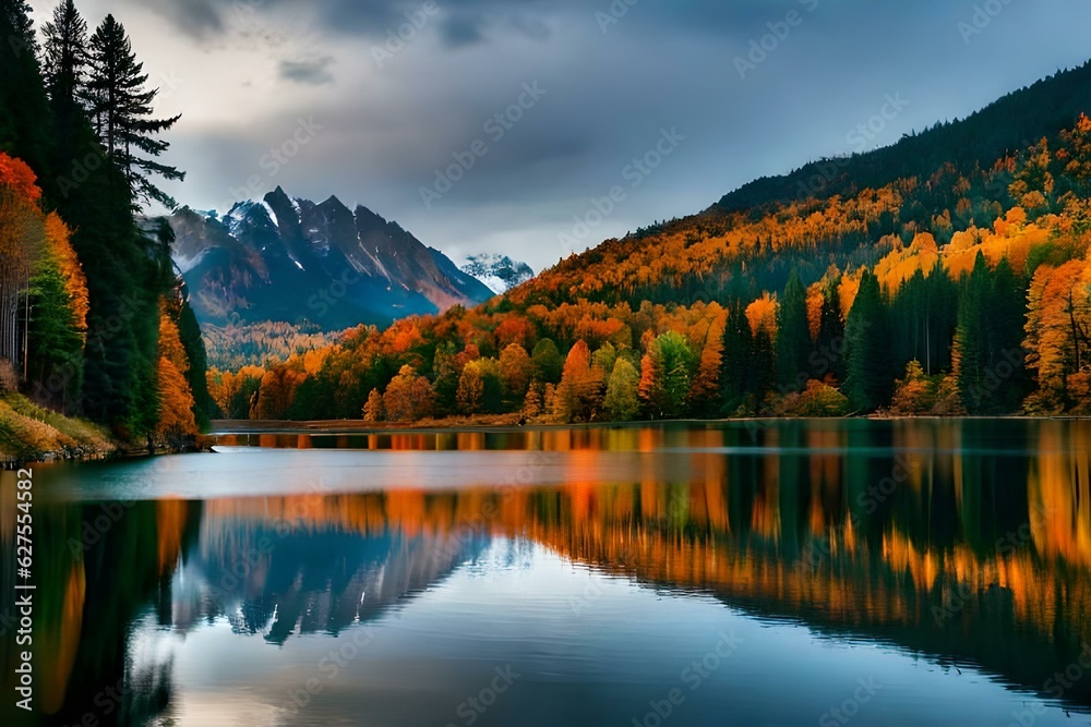Fototapeta premium autumn in the mountains GENRATED AI