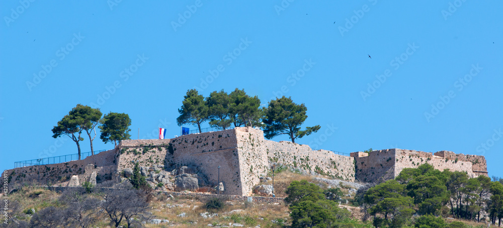 Old town Šibenik with St. John's Fortress (Tanaja) in the state of Šibenik-Knin Croatia