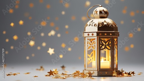 Gold Arabic lantern with white background, ied, and Ramadhan event