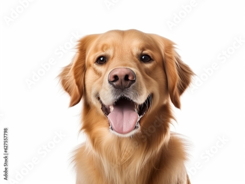 Potrait of cute and funny dog isolated on white background.