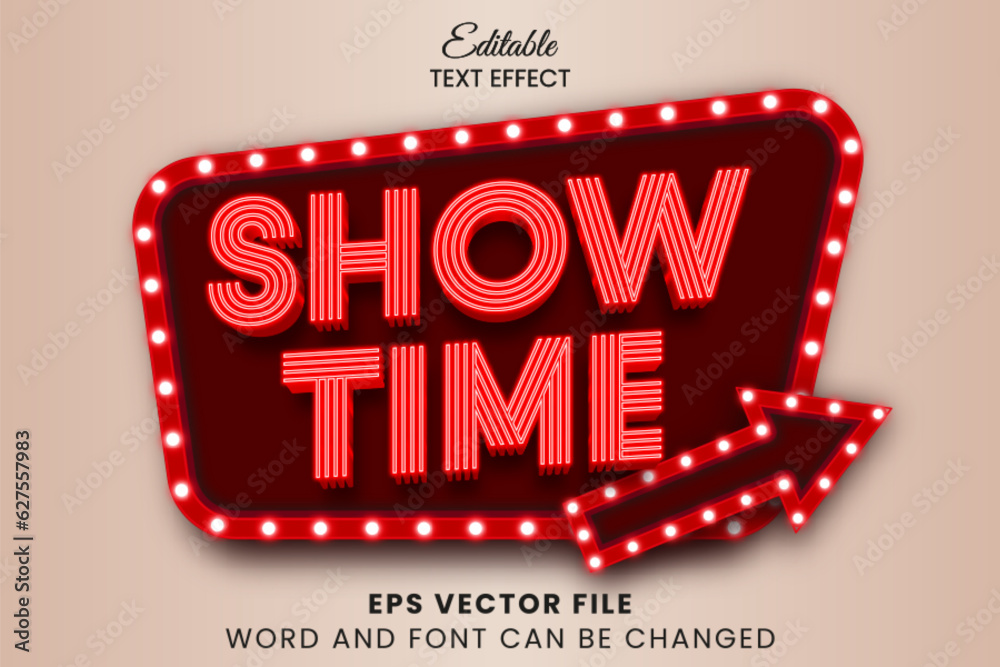 © yustika - Show time 3d editable vector text effect, retro vintage style text effect