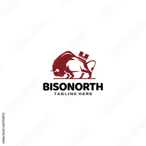 bison strong power logo design template