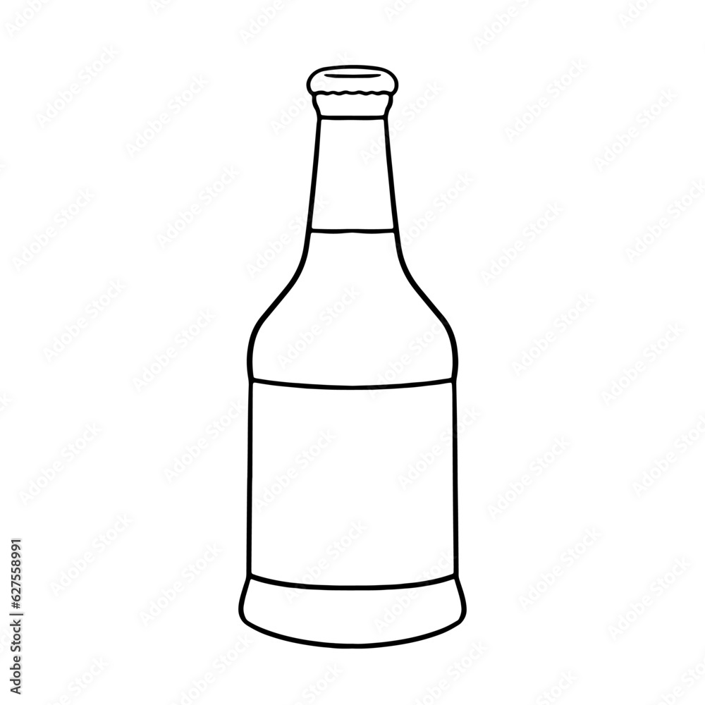 Line beer bottle icon. Outline illustration isolated on white background. Line beer bottle icon. Outline illustration isolated on white background.