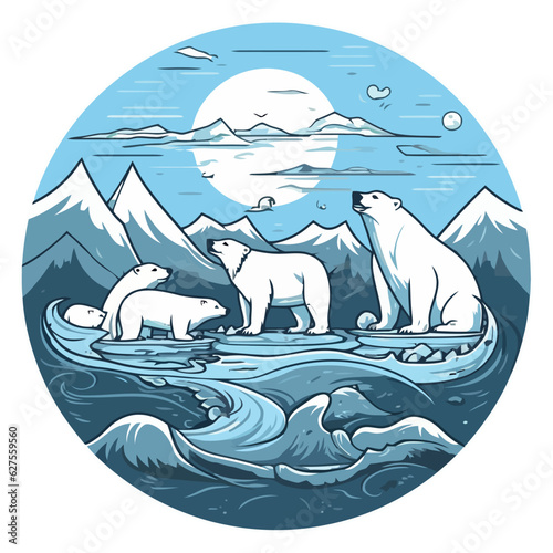 Cute arctic mammal fishing in frozen water