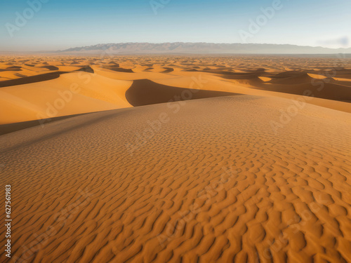 Golden sand dunes in the desert  beautiful landscape