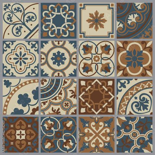 Patterns of ceramics and Italian porcelain. Seamless geometric tiles and floors. vector illustratio