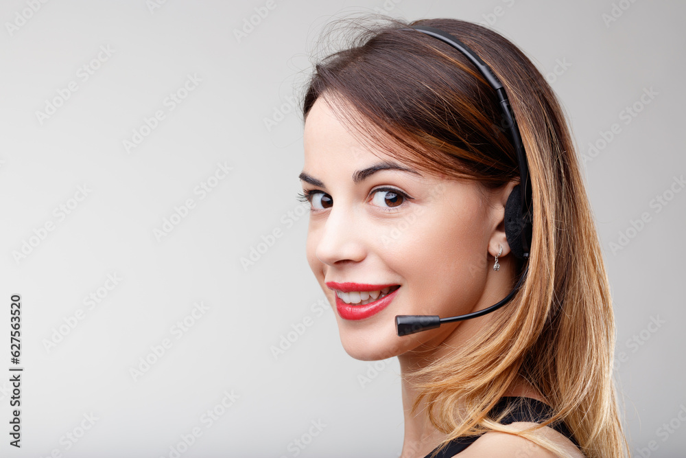 Young woman, company assistant, effective communication Young woman, company assistant, effective communication