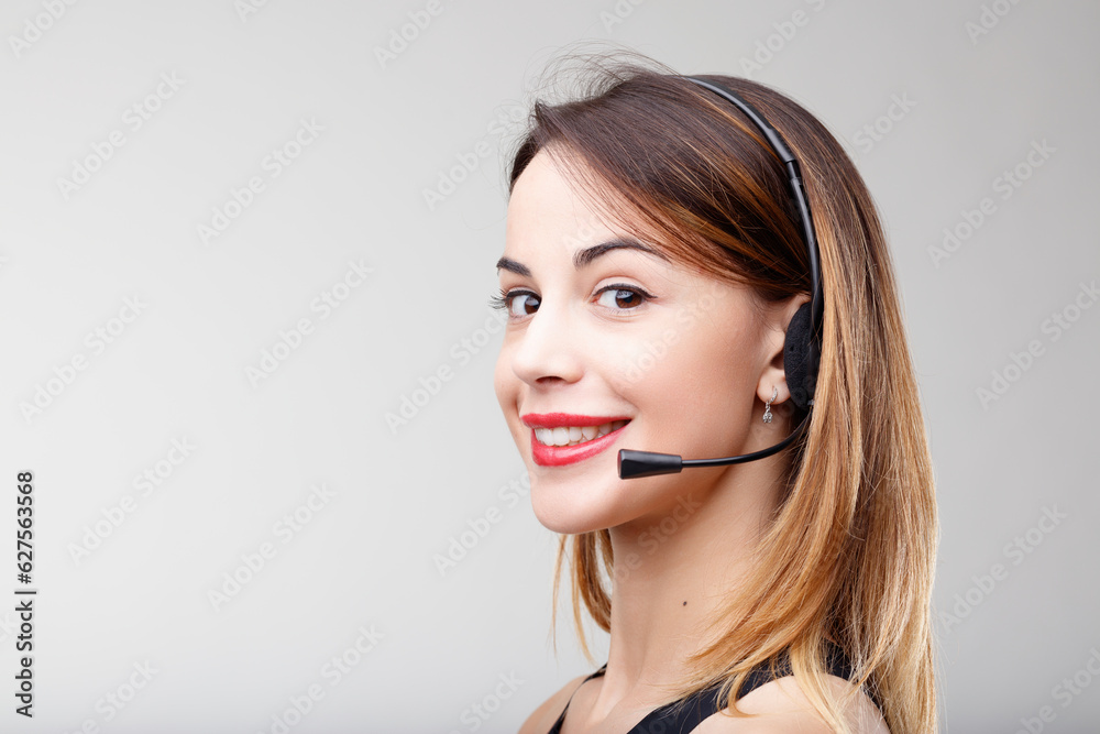 Human assistant, professional headset, multilingual communicator Human assistant, professional headset, multilingual communicator