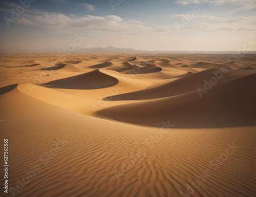 Golden sand dunes in the desert  beautiful landscape