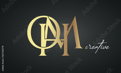 luxury letters OHM golden logo icon premium monogram, creative royal logo design