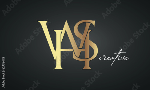 luxury letters WHS golden logo icon premium monogram, creative royal logo design
