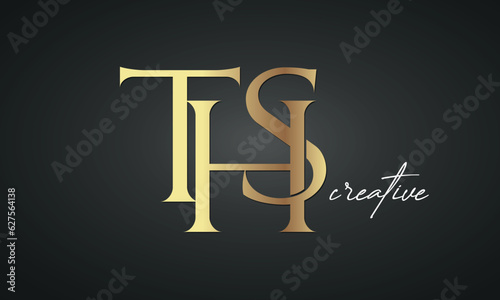 luxury letters THS golden logo icon premium monogram, creative royal logo design photo