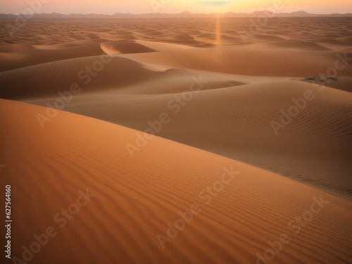 Golden sand dunes in the desert, beautiful landscape