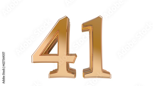 Gold glossy 3d number 41