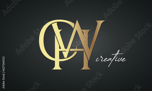 luxury letters CHW golden logo icon premium monogram, creative royal logo design photo