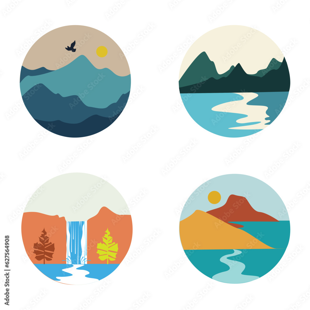 minimalist illustrations of landscapes. Bundles, hand drawn, vector graphics. minimalist illustrations of landscapes. Bundles, hand drawn, vector graphics.