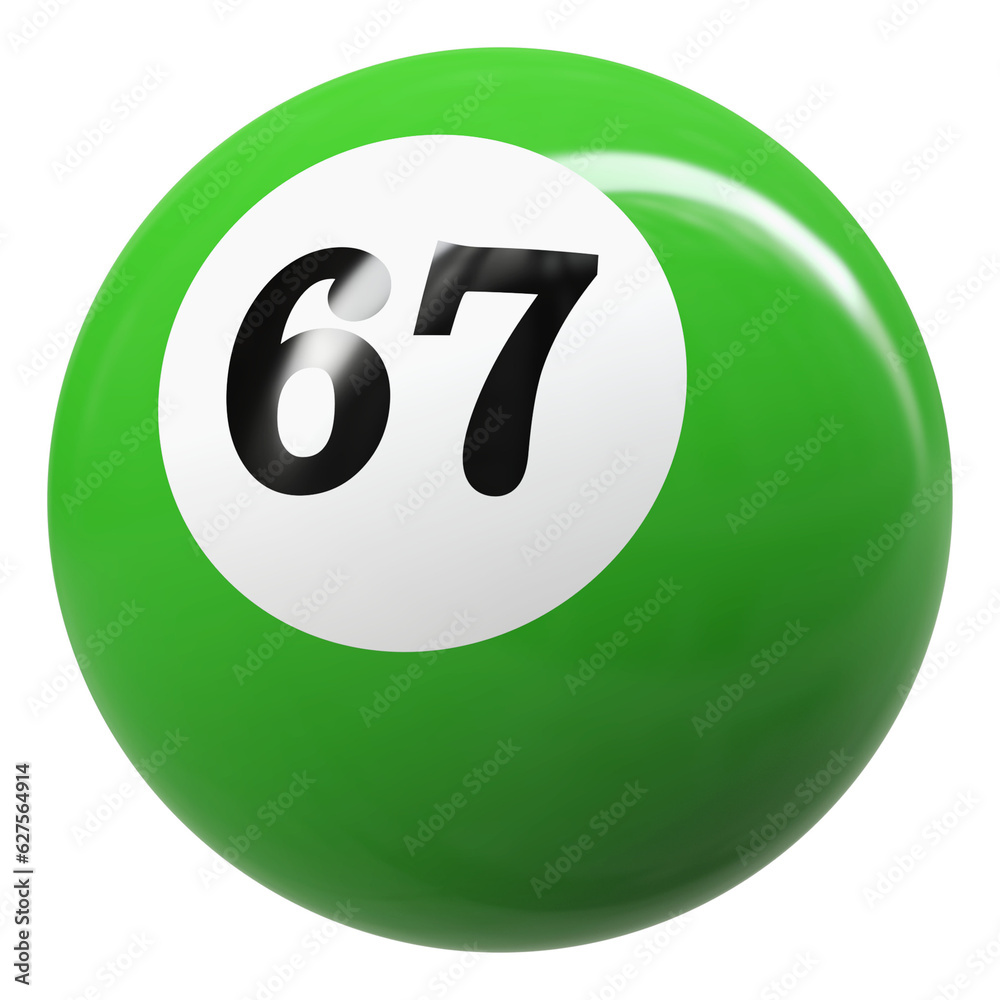 67 Number 3D Ball Green 67 Number 3D Ball Green