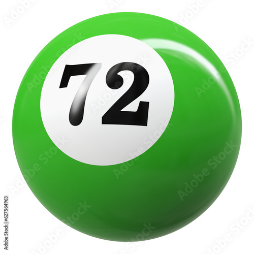72 Number 3D Ball Green