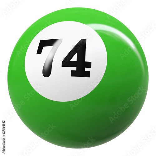 74 Number 3D Ball Green