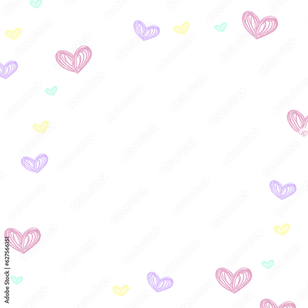 pencil drawn hearts frame without background