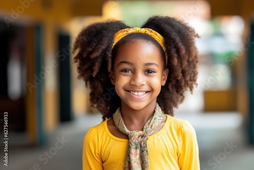 Portrait of cute black little girl at elementary school © Adriana
