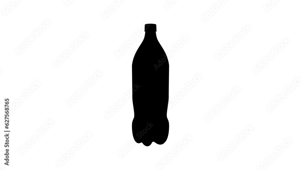 A black silhouette of a big plastic soda bottle, it evokes the refreshing taste of a cold soda on a hot day A black silhouette of a big plastic soda bottle, it evokes the refreshing taste of a cold soda on a hot day