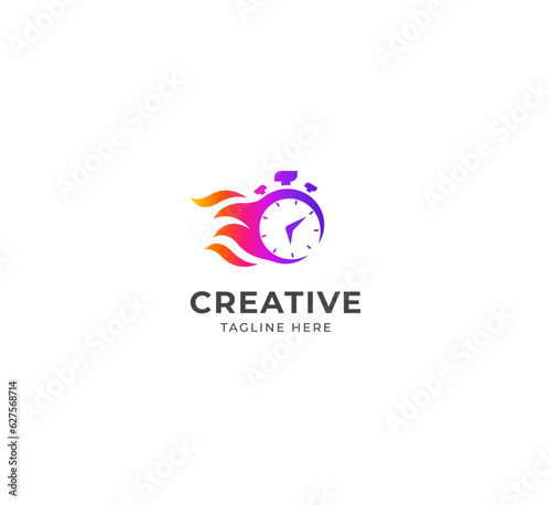 Clock logo. Stopwatch time logo illustration.