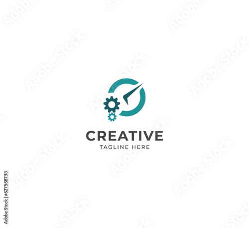Clock Repair logo. Stopwatch time logo illustration.
