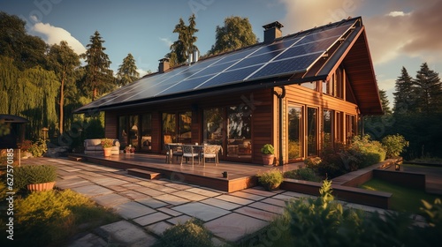 panels on the roof of a house. Generative AI
