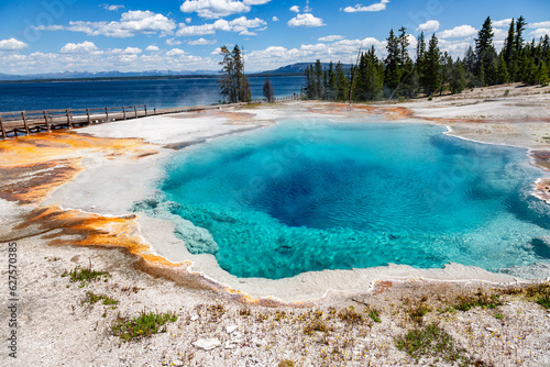 Yellowstone National Park Hot thermal spring Black Pool in  West Thumb Geyser Basin area, Wyoming, USA photo