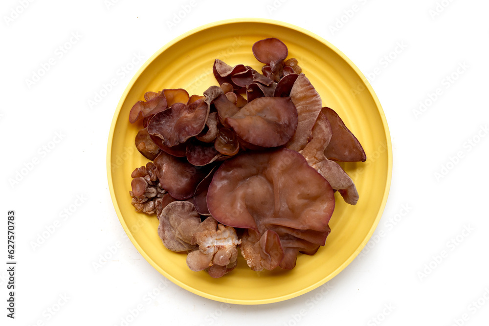 Black fungus mushroom on white background. Black fungus mushroom on white background.