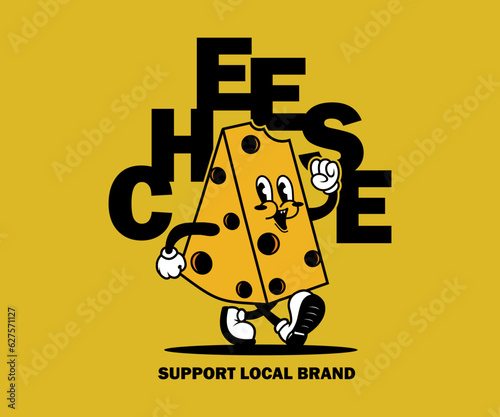 cartoon of cheese cartoon vector t shirt design, vector graphic, typographic poster or tshirts street wear and Urban style