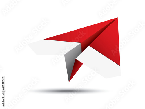 origami paper plane with shadow
