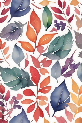 A watercolor painting of leaves on a white background