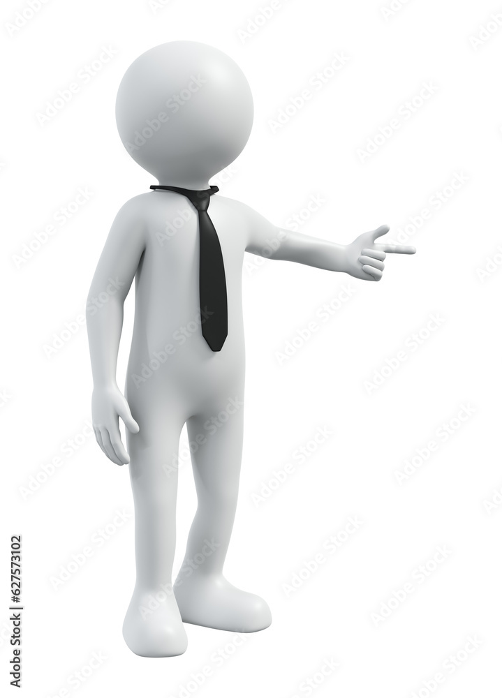 simple white business man with black tie pointing with finger simple white business man with black tie pointing with finger