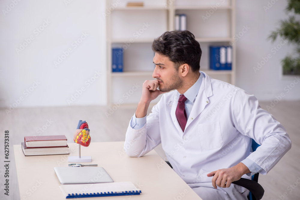 Young male doctor cardiologist working in the clinic Young male doctor cardiologist working in the clinic