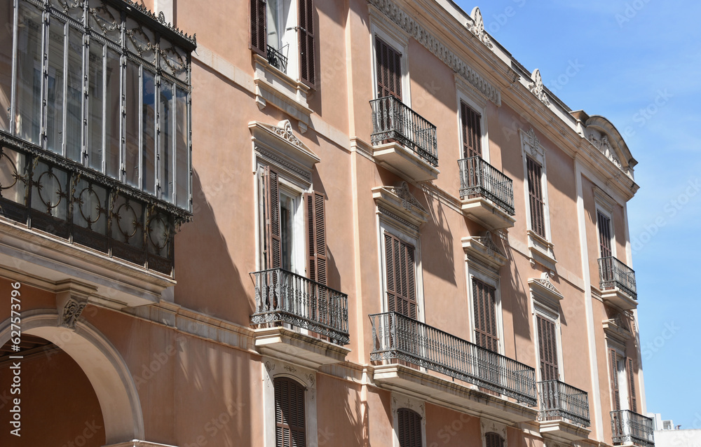 Spanish Mediterranean Facade with Juliet Balconies, Palma