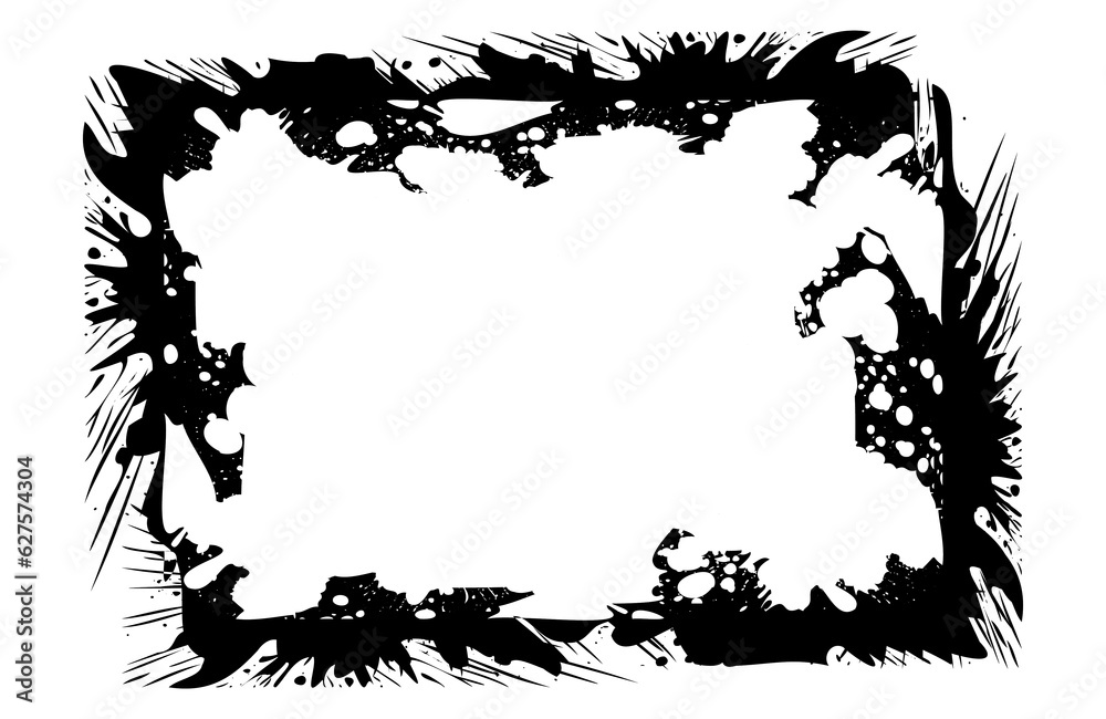 Naklejka premium Black and white grunge frame. Textured rectangles for the image