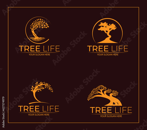 Green Tree life logo design template