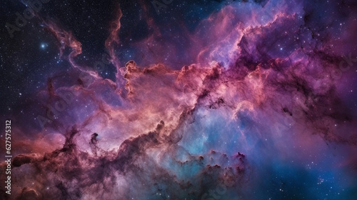 Vibrant Nebula and Galaxies, Hubble Space Telescope's Mesmerizing Cosmic Display. Generative AI