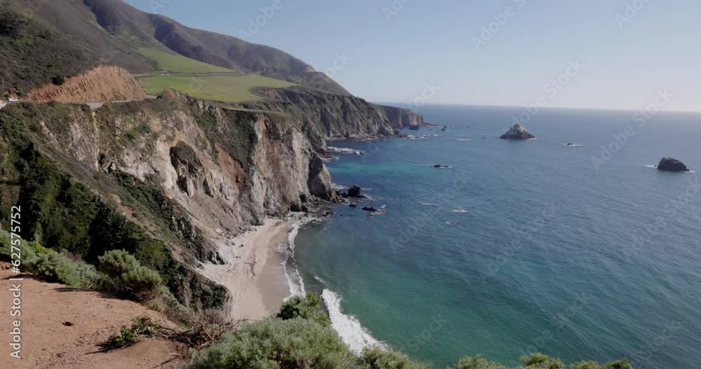Coast with Ocean in Big Sur, California in slomo. Coast with Ocean in Big Sur, California in slomo.