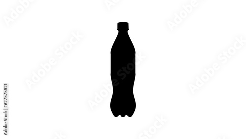 A black silhouette of a 750ml plastic soda bottle,  it evokes the refreshing taste of a cold soda on a hot day