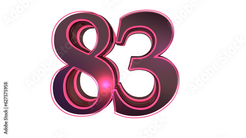 Black pink design 3d number 83