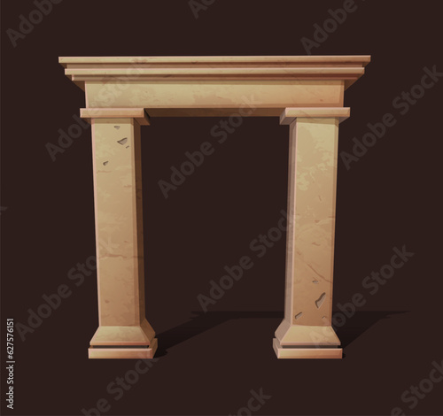 3d vector icon illustration. Antique stone greek arch. Arhitectural element for games and ads.