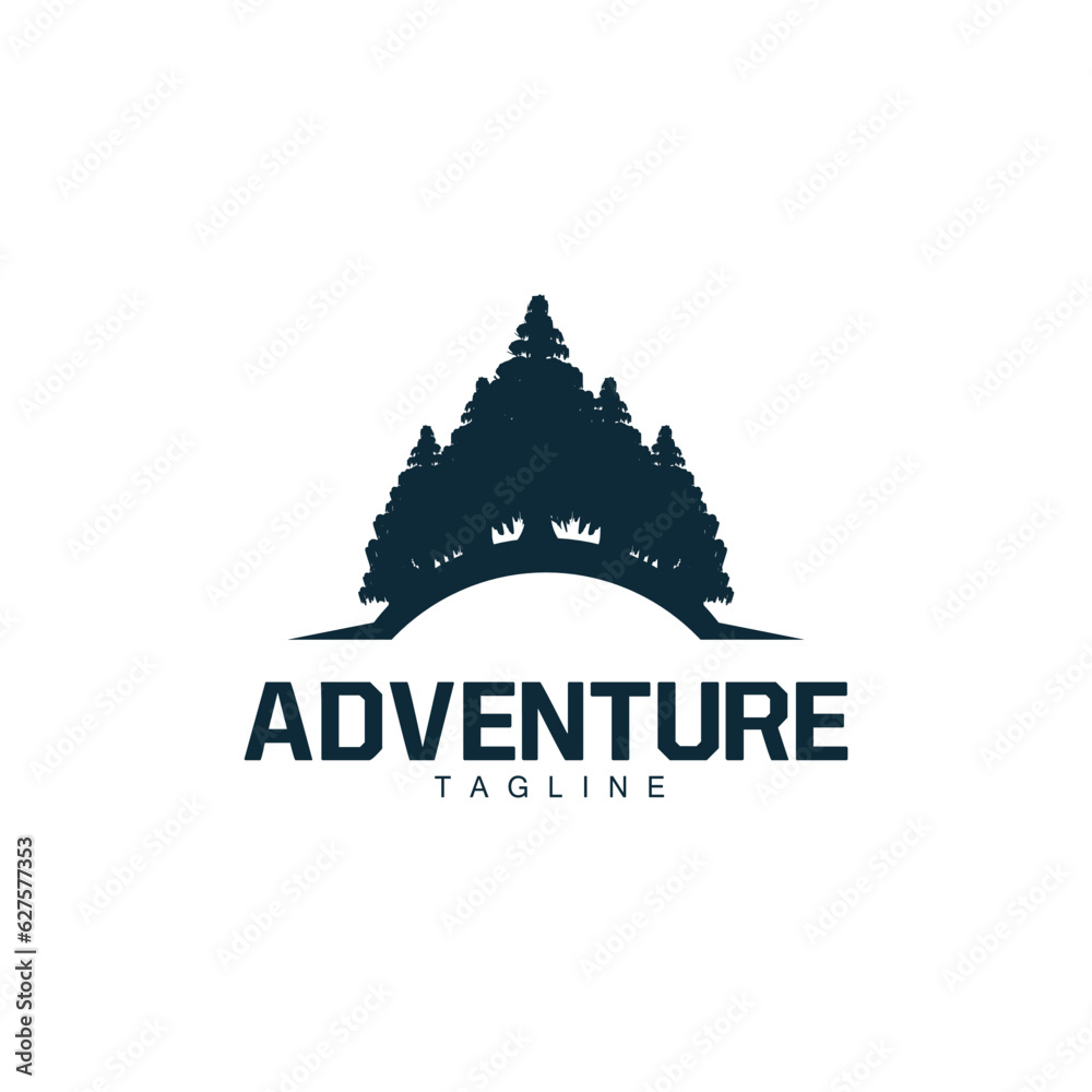 Forest Logo, Jungle Adventure Simple Design Vector, Illustration Template