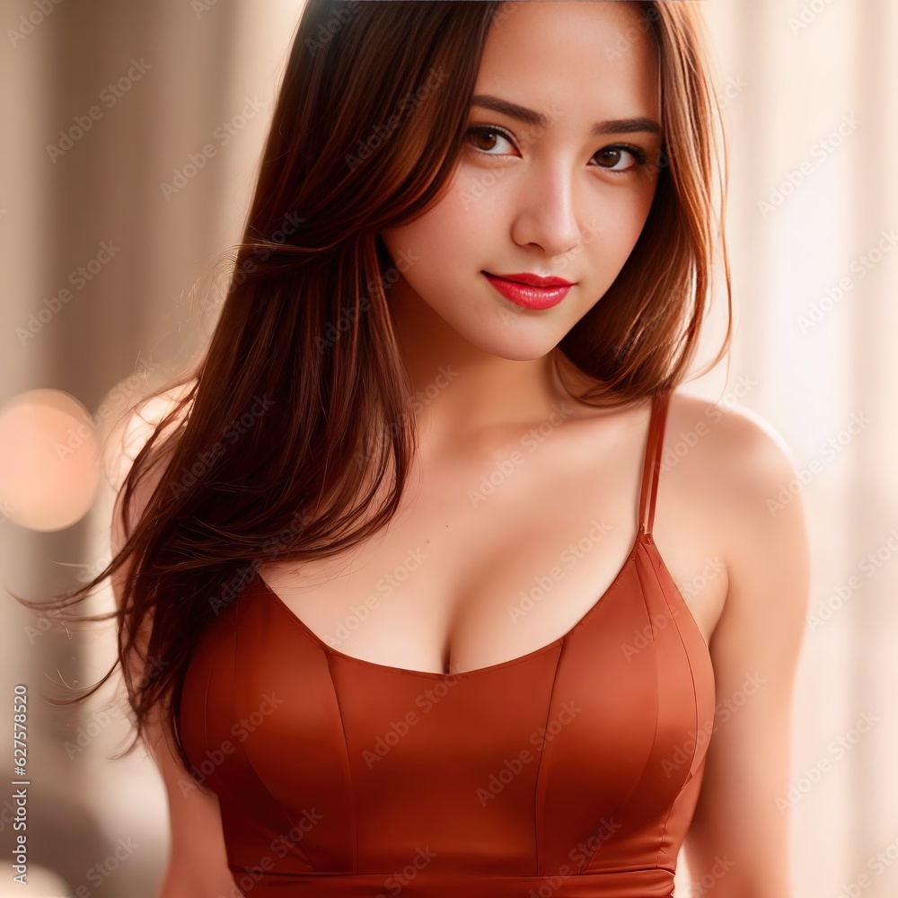 portrait of a woman made with generative ai in red dress portrait of a woman made with generative ai in red dress